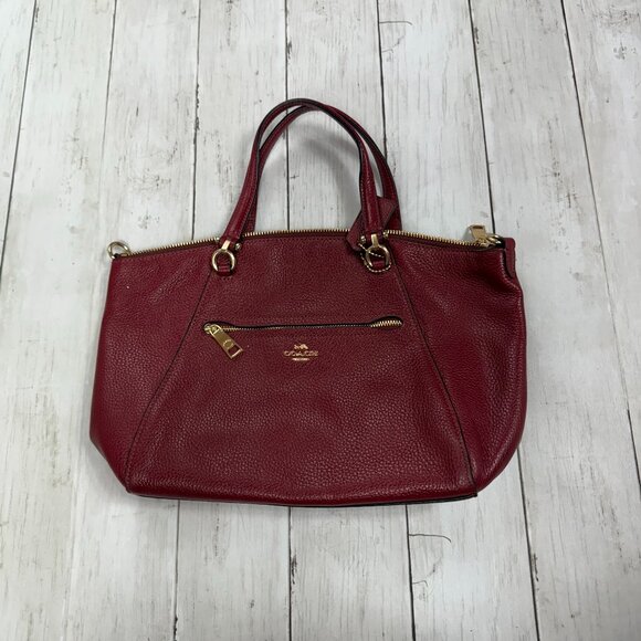 Coach Red Prairie Pebble Leather Satchel - Picture 1 of 6